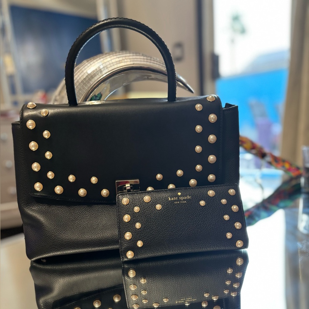 Kate Spade Black Studded Satchel